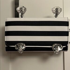 Black and White Striped textured PVC wallet